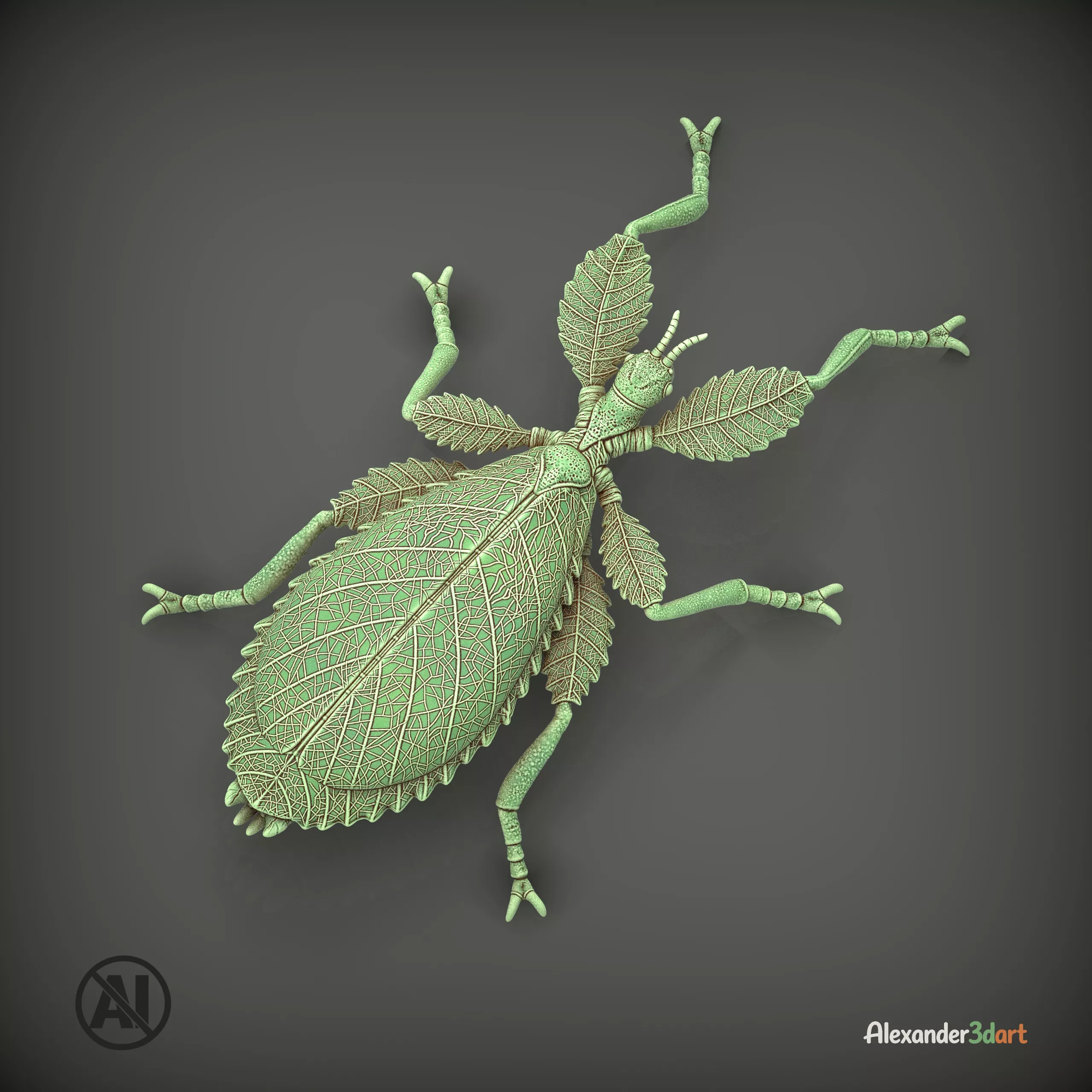 Leaf Insect Walking Leaf Detailed 3D Printable Model 3D print model
