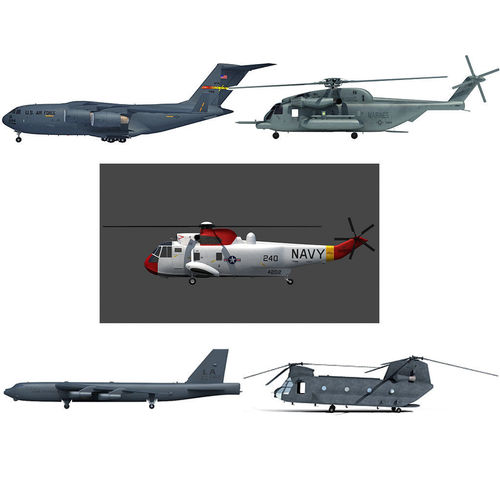 Set of 5 Military Aircrafts 3D model