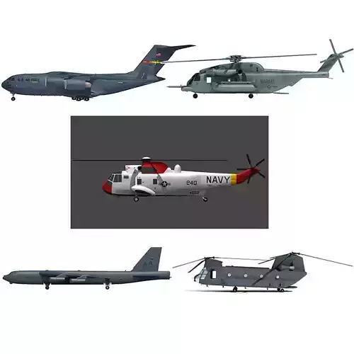 Set of 5 Military Aircrafts 3D model