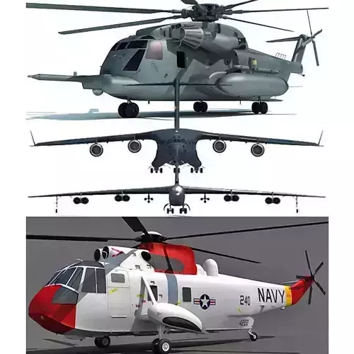 Set of 4 Military Aircrafts 3D model