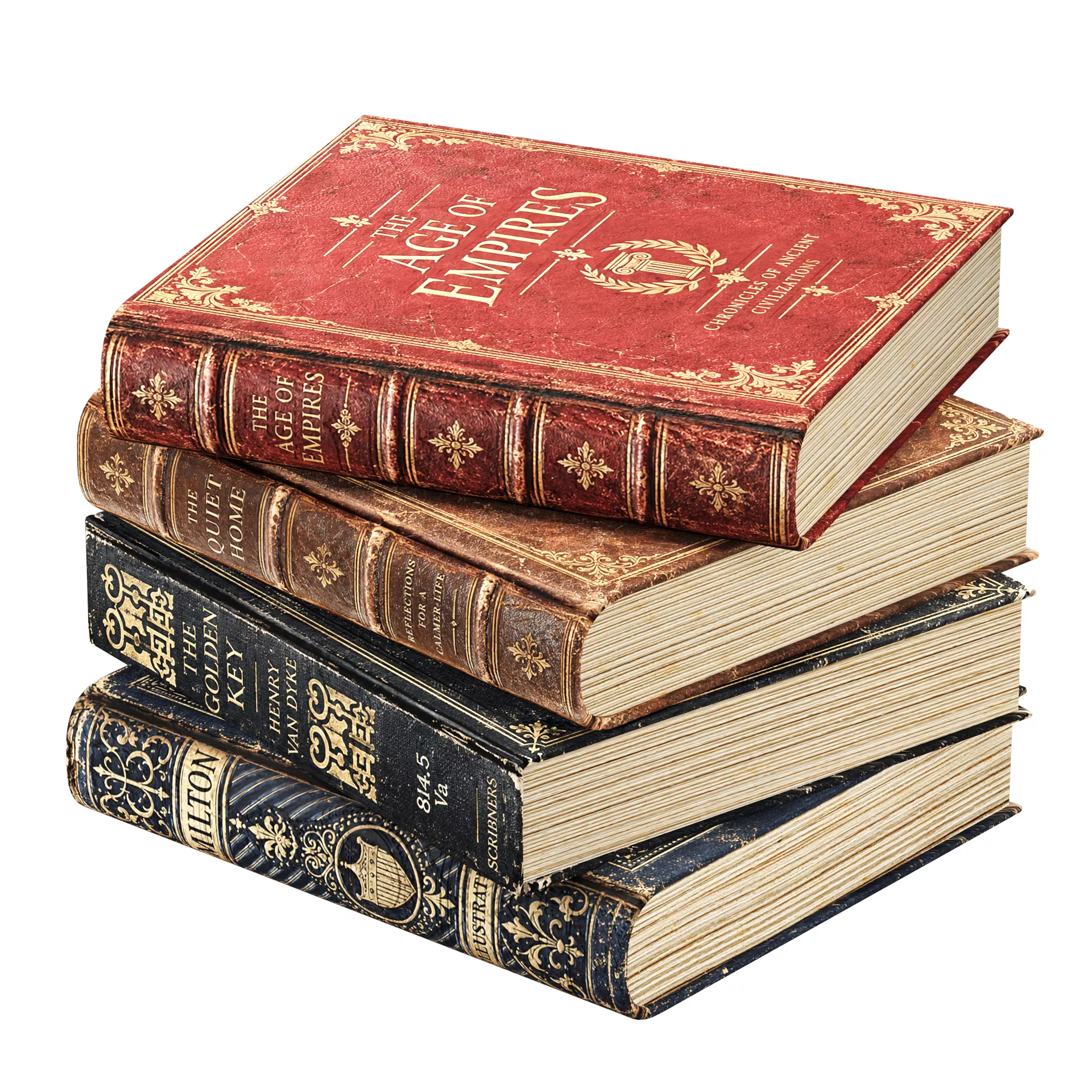 Old Books Collection 01 Low-poly 3D model