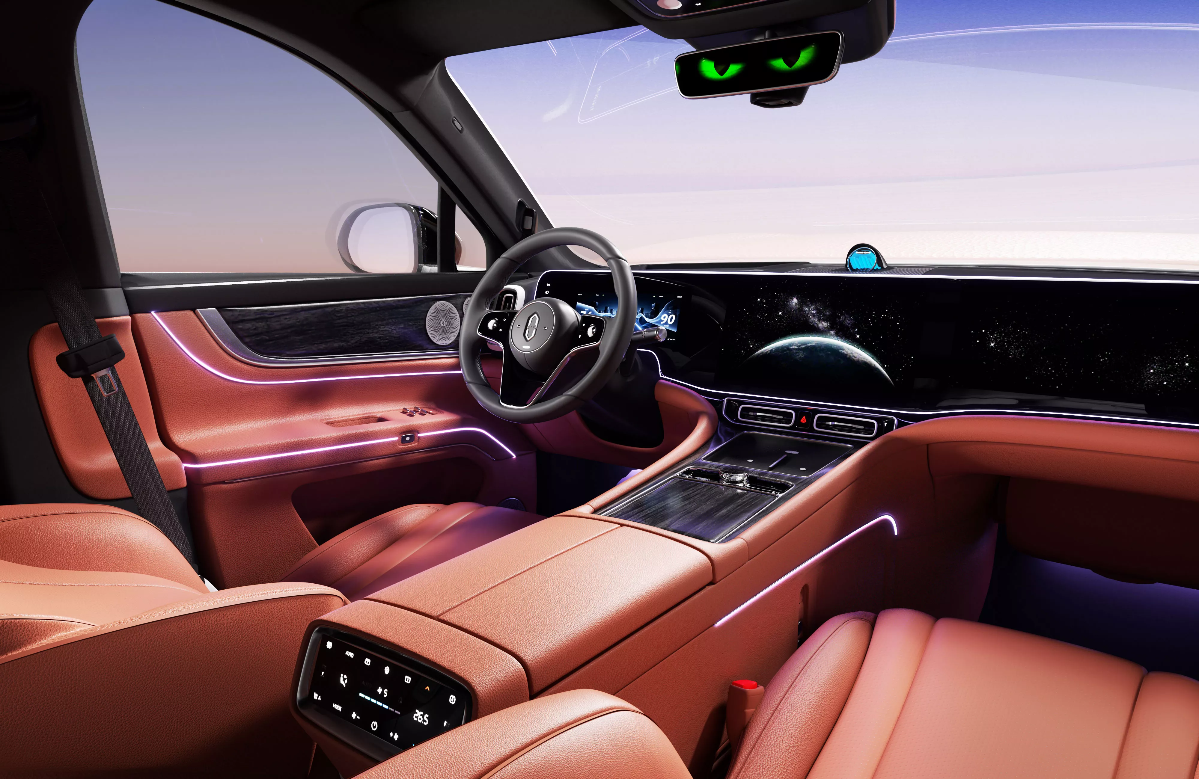 Huawei AITO M9 Luxury SUV Interior Terracotta Leather Cabin 3D model