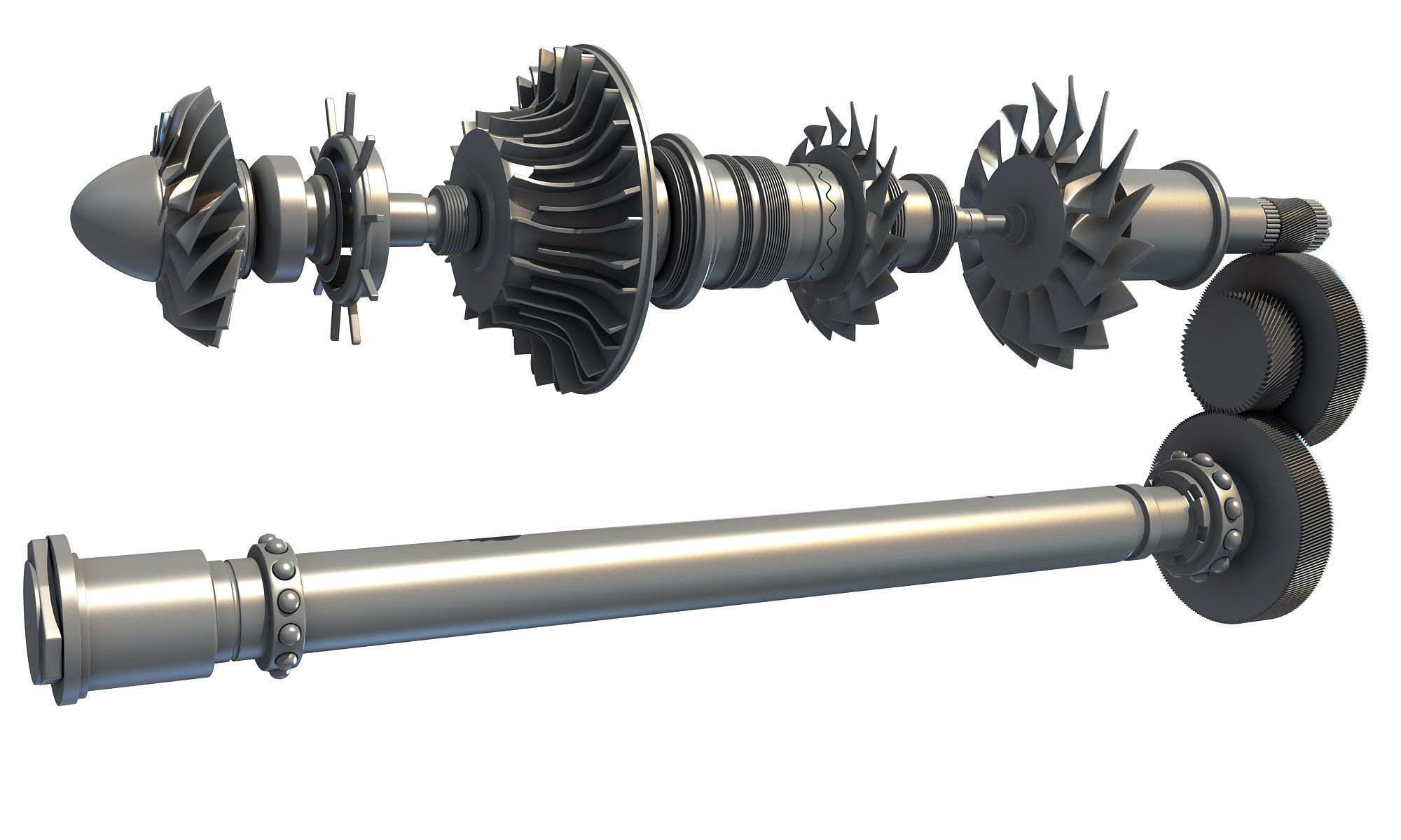 Turbomeca Arriel 2 Turboshaft Helicopter Engine 3D model_8