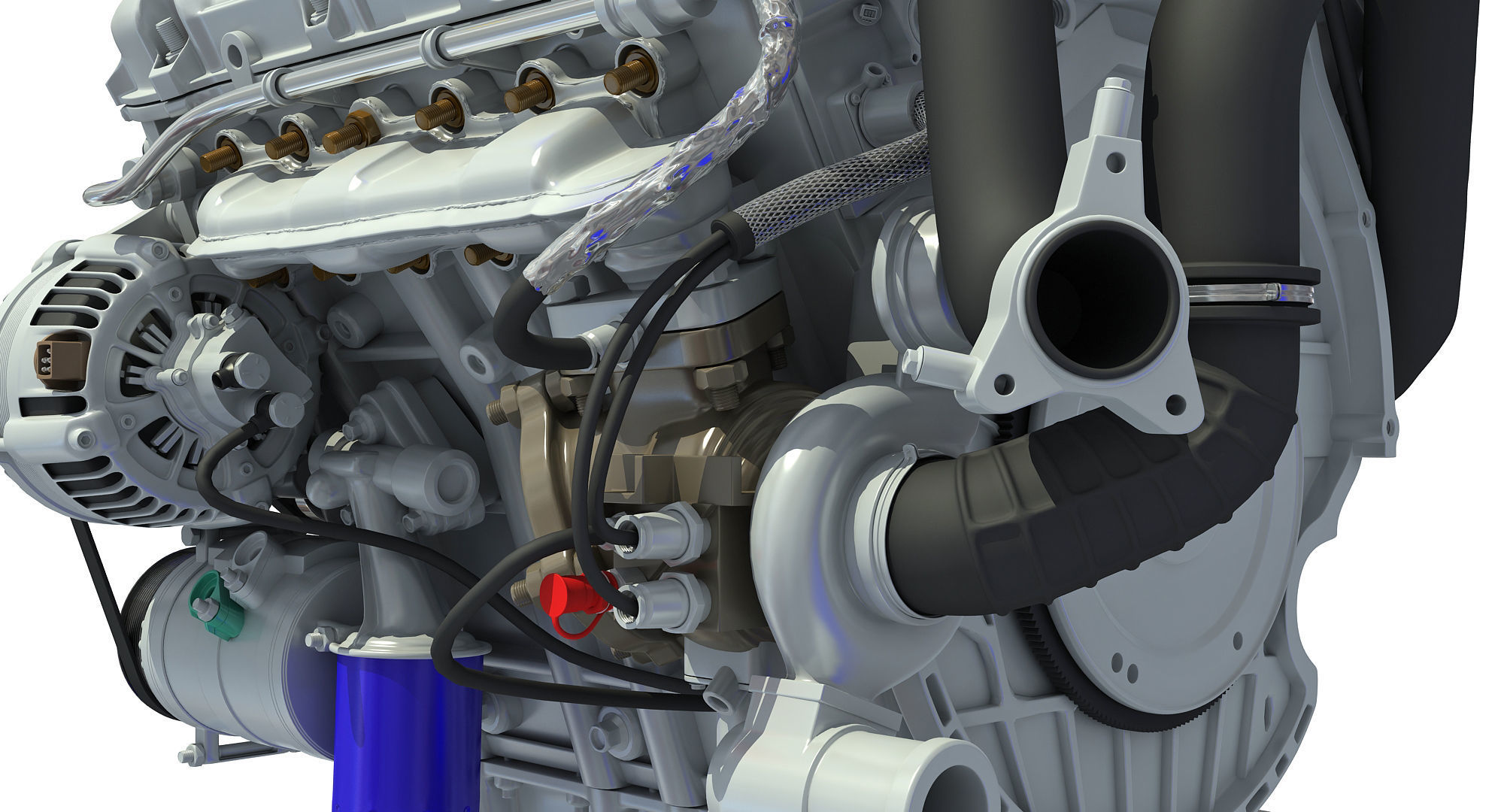 Turbocharged Direct Injection Gasoline Engine 3D model_12