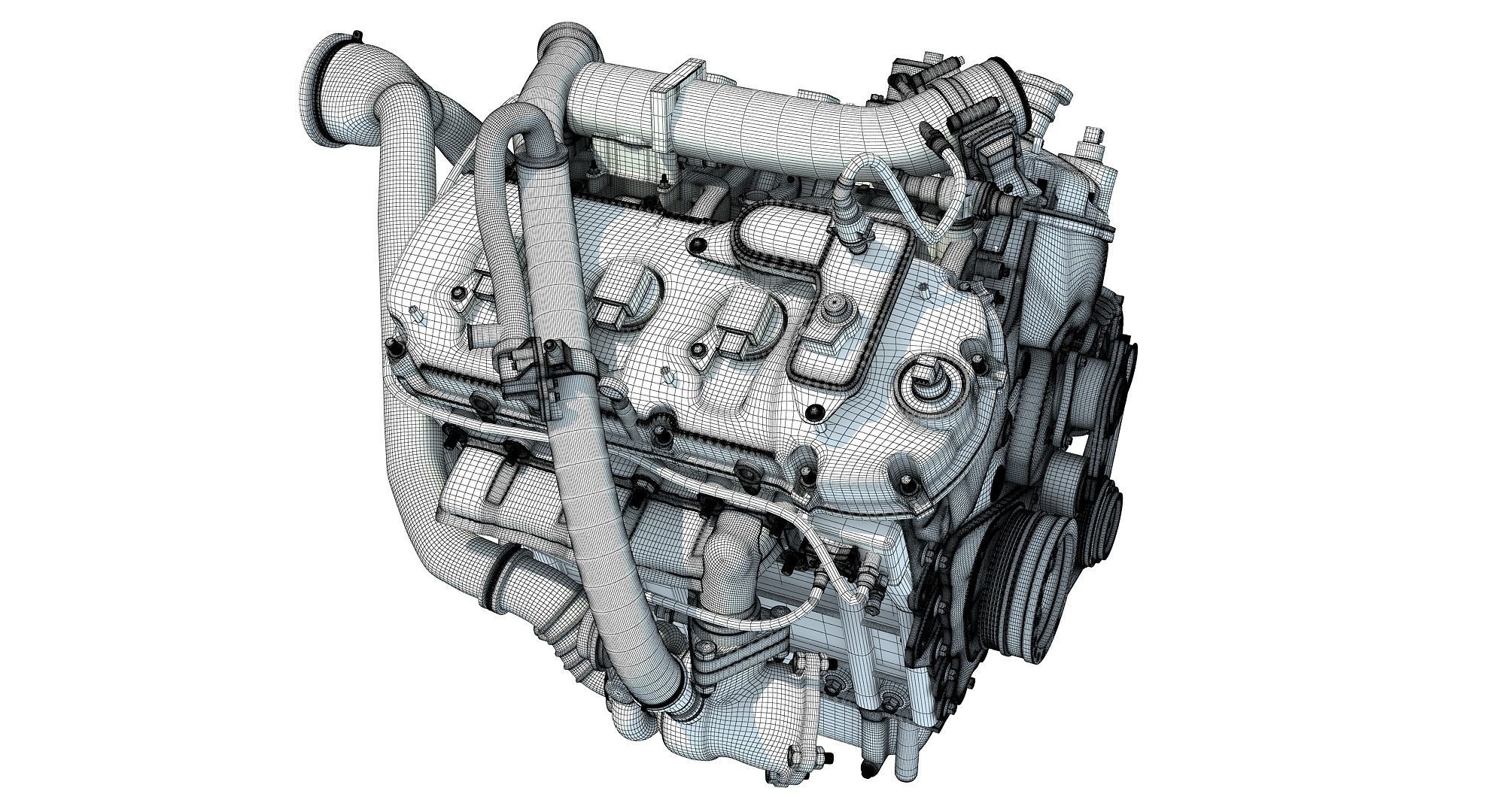 Turbocharged Direct Injection Gasoline Engine 3D model_14