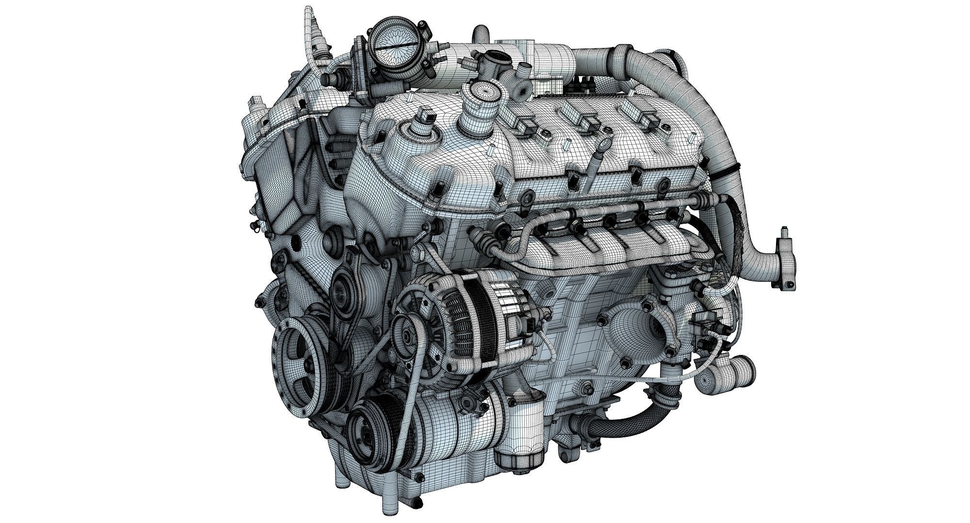 Turbocharged Direct Injection Gasoline Engine 3D model_17