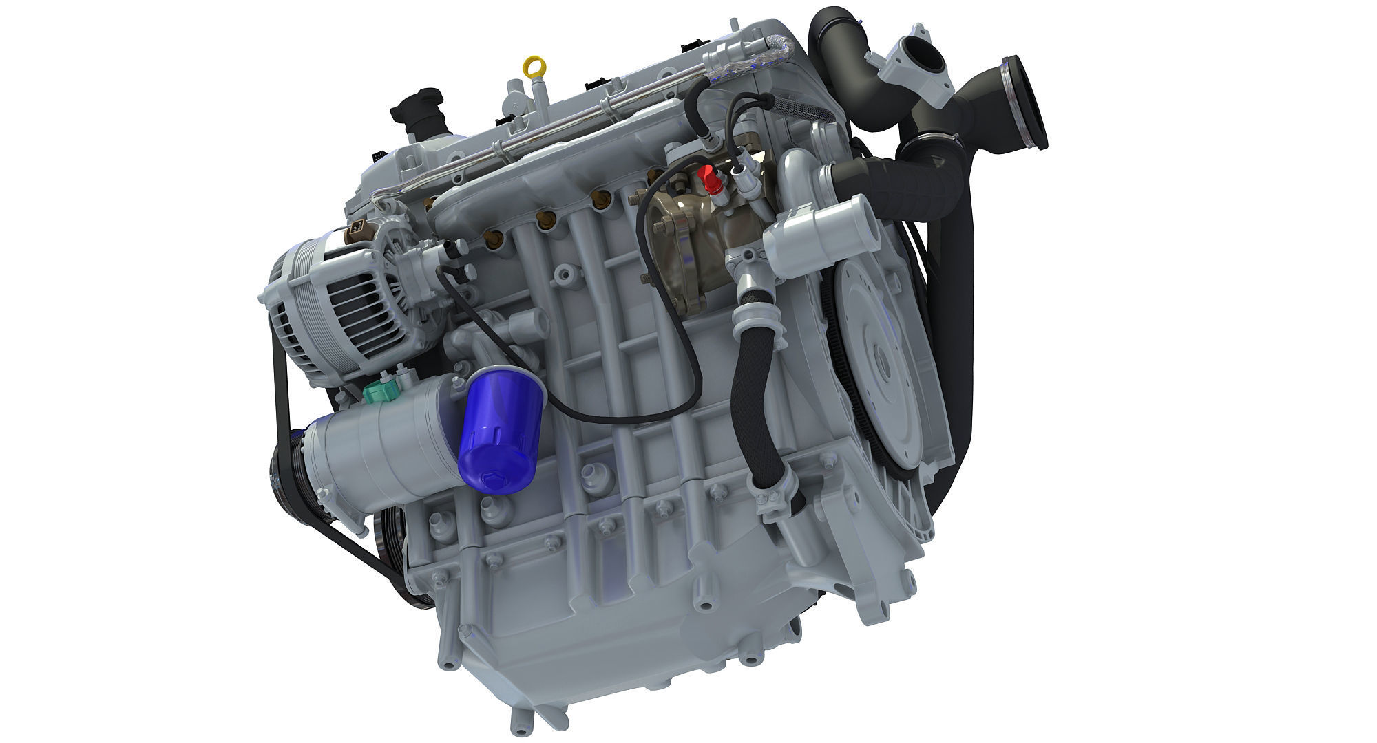 Turbocharged Direct Injection Gasoline Engine 3D model_7