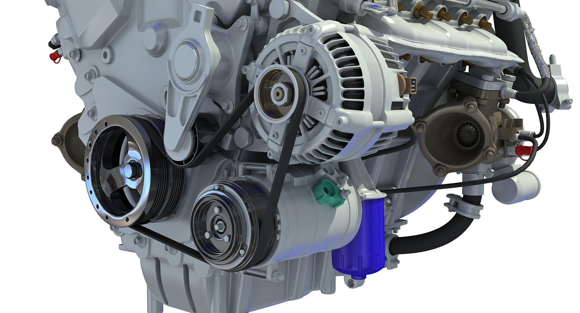 Turbocharged Direct Injection Gasoline Engine 3D model_13
