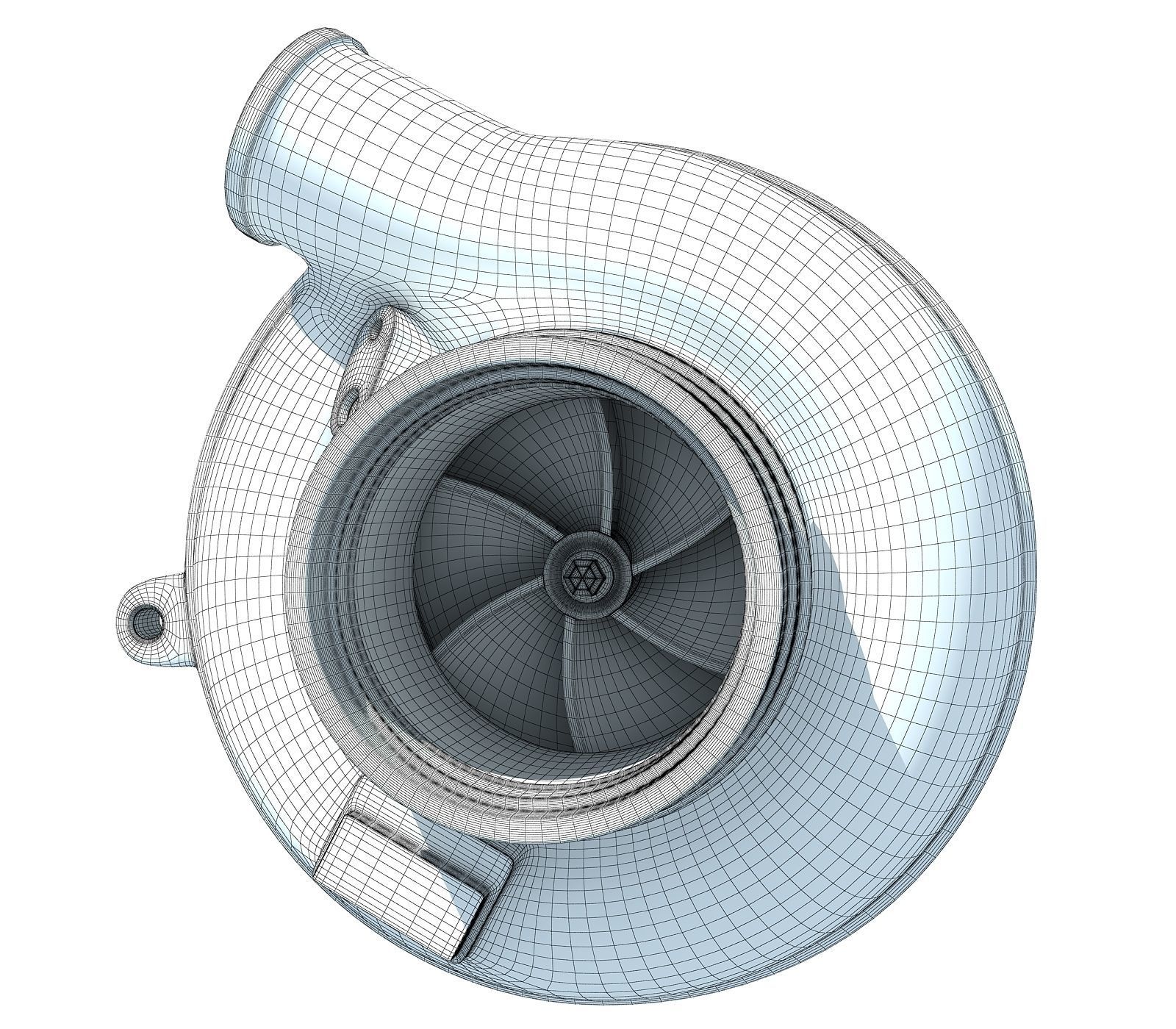 White Turbo Turbocharger 1 3D model_6