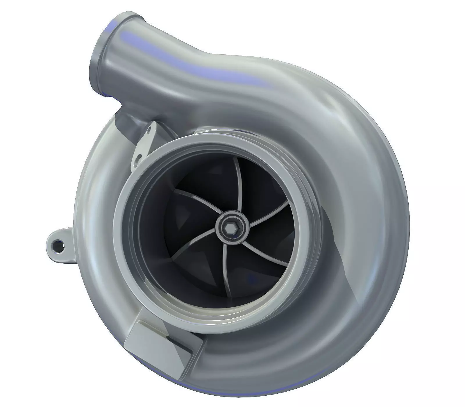 White Turbo Turbocharger 1 3D model_0