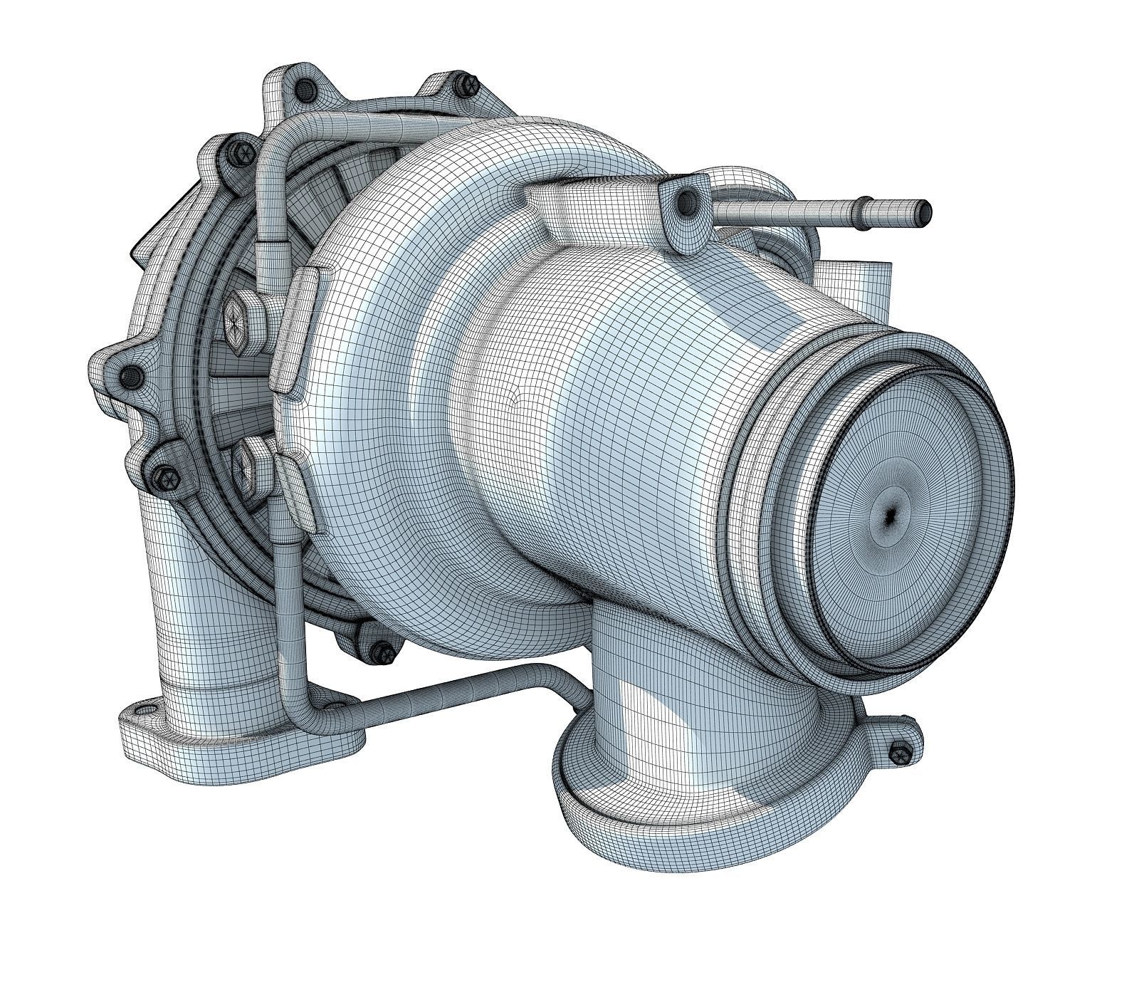 White Turbo Engine 3D model 24 3D model_11