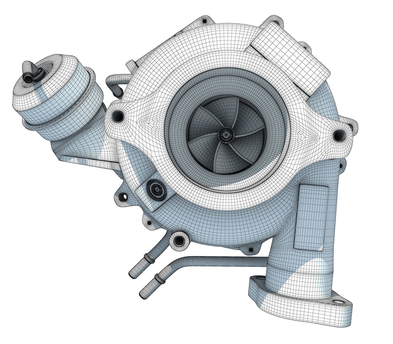White Turbo Engine 3D model 24 3D model_7
