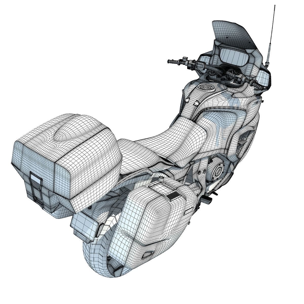 Blue Triumph Trophy 3D Motorcycle 3D model_16