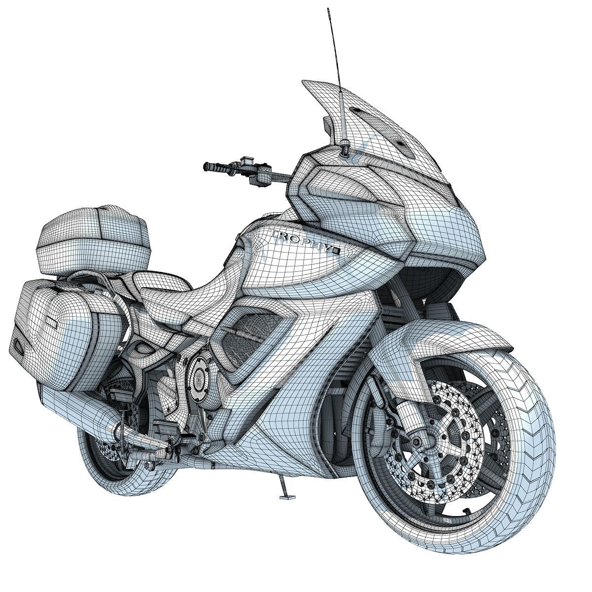 Blue Triumph Trophy 3D Motorcycle 3D model_17