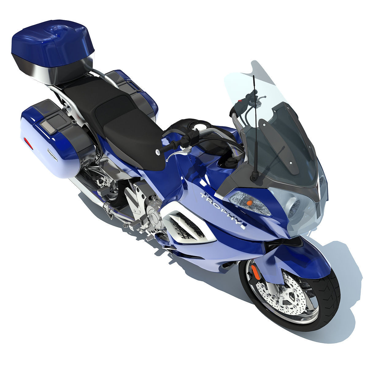 Blue Triumph Trophy 3D Motorcycle 3D model_7