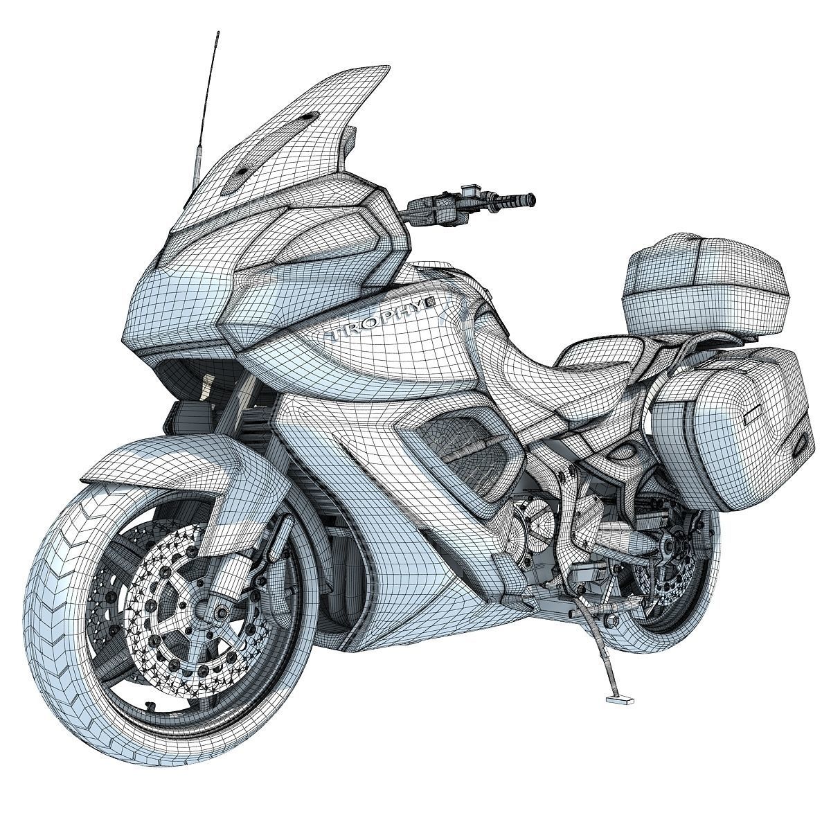 Blue Triumph Trophy 3D Motorcycle 3D model_18