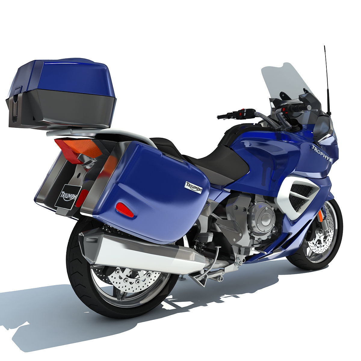 Blue Triumph Trophy 3D Motorcycle 3D model_5