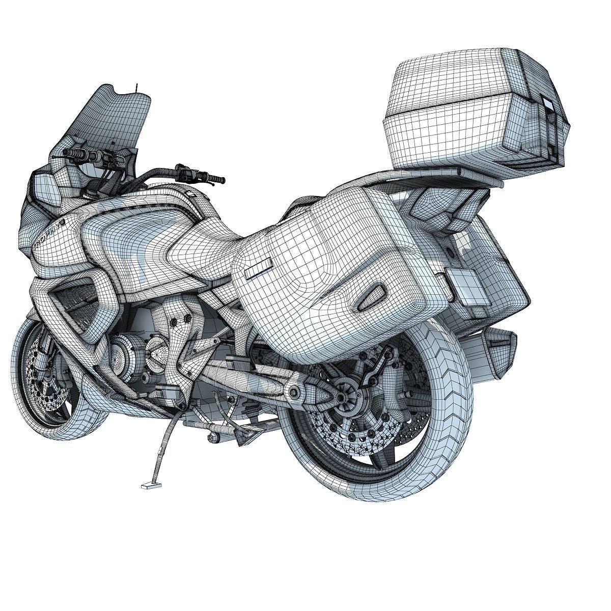 Blue Triumph Trophy 3D Motorcycle 3D model_15