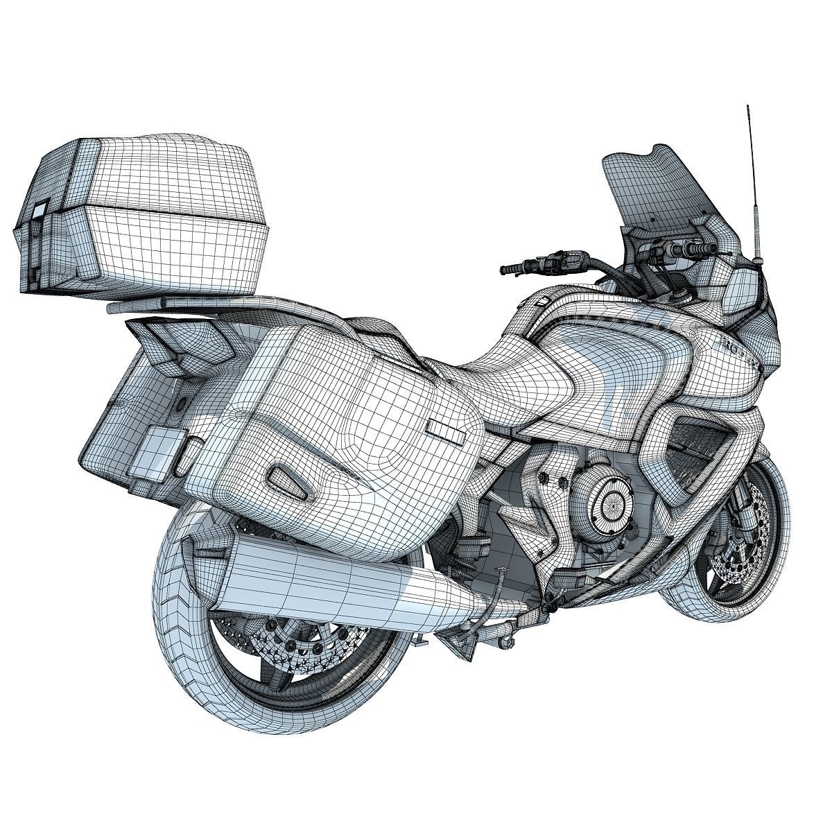 Blue Triumph Trophy 3D Motorcycle 3D model_14