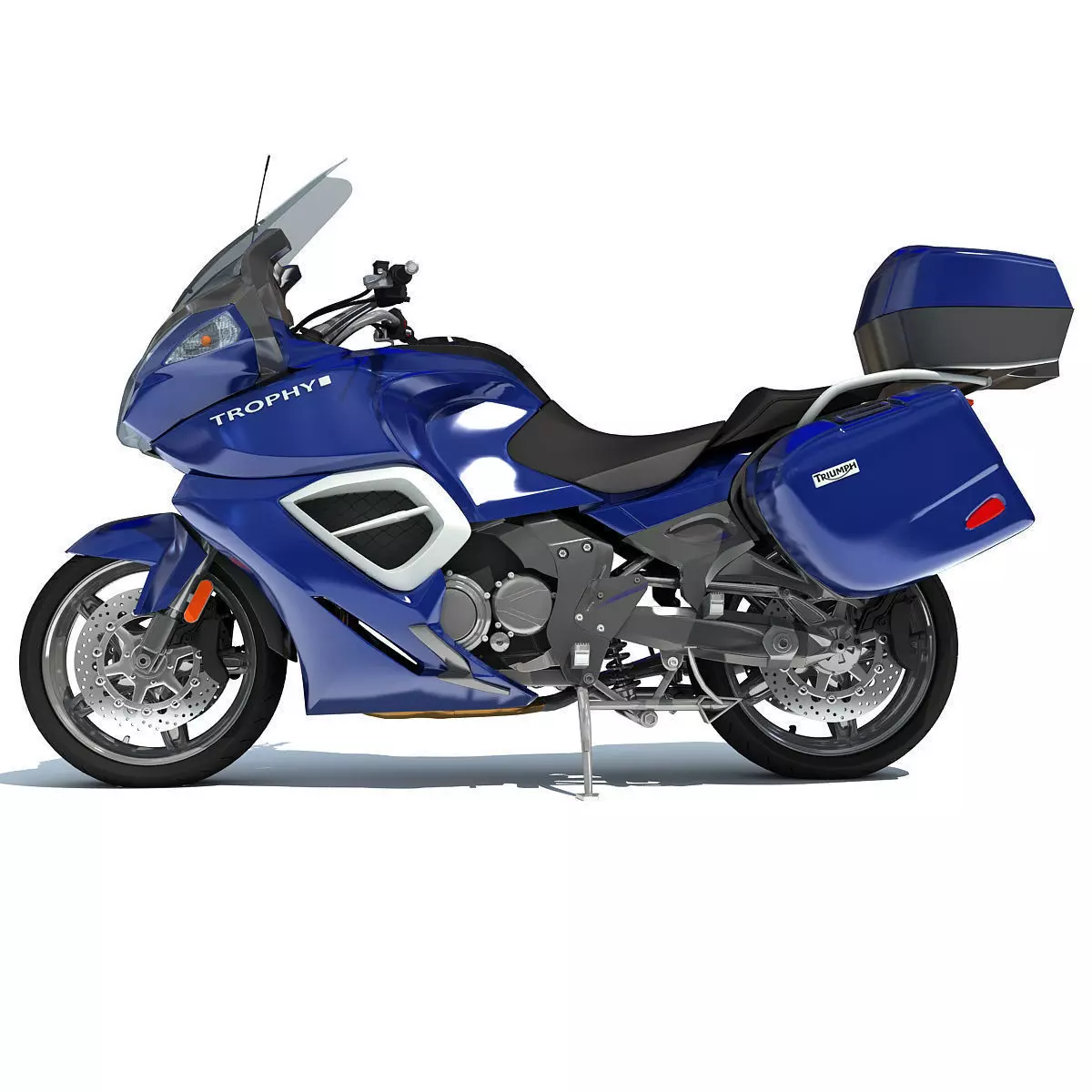 Blue Triumph Trophy 3D Motorcycle 3D model_0