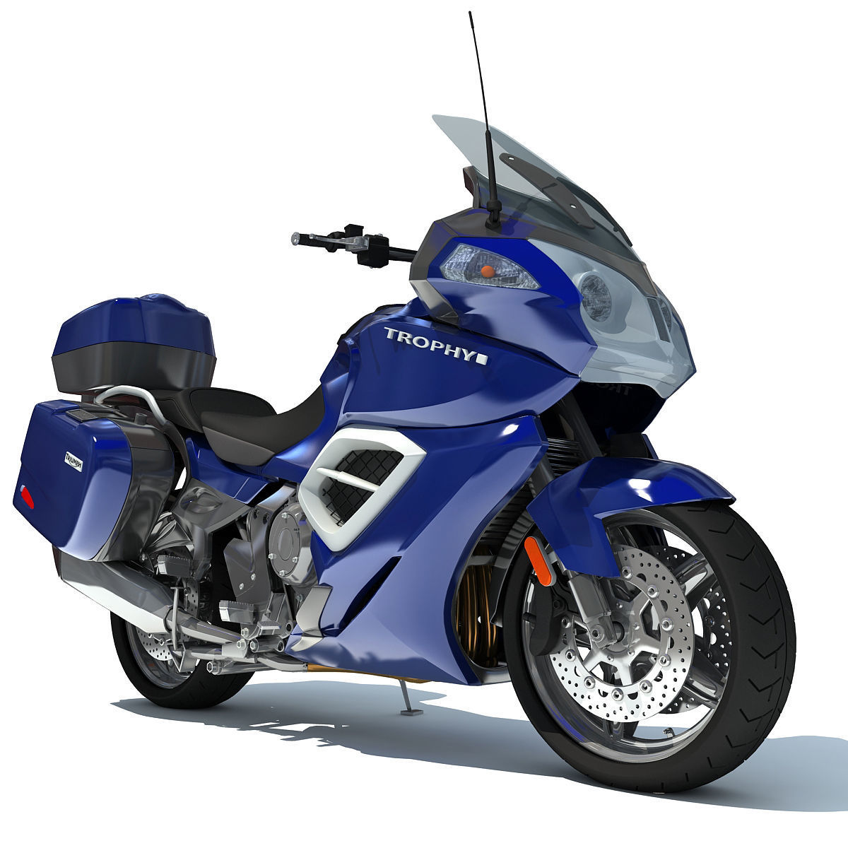 Blue Triumph Trophy 3D Motorcycle 3D model_3