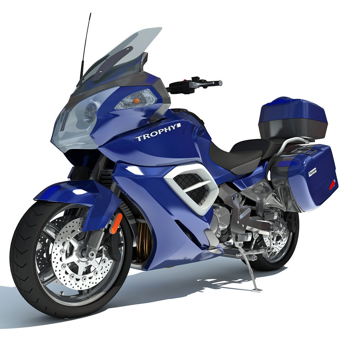 Blue Triumph Trophy 3D Motorcycle 3D model_1