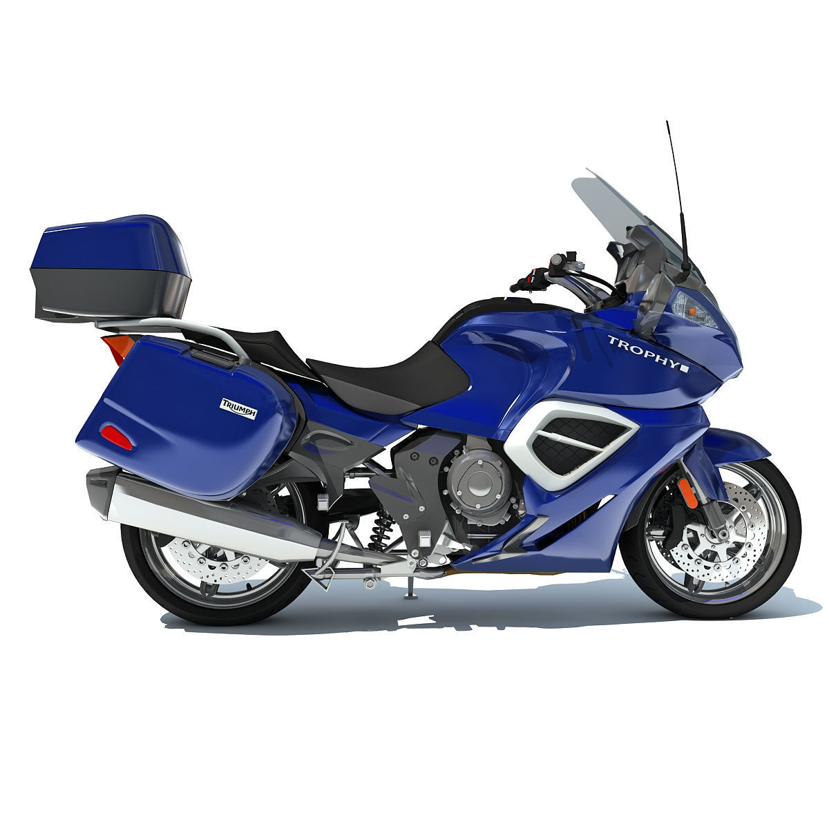 Blue Triumph Trophy 3D Motorcycle 3D model_2