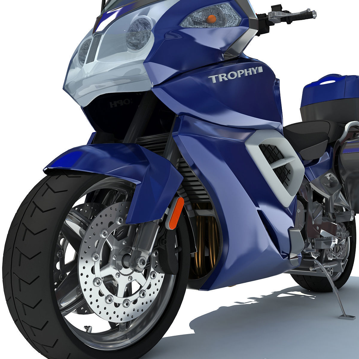 Blue Triumph Trophy 3D Motorcycle 3D model_12