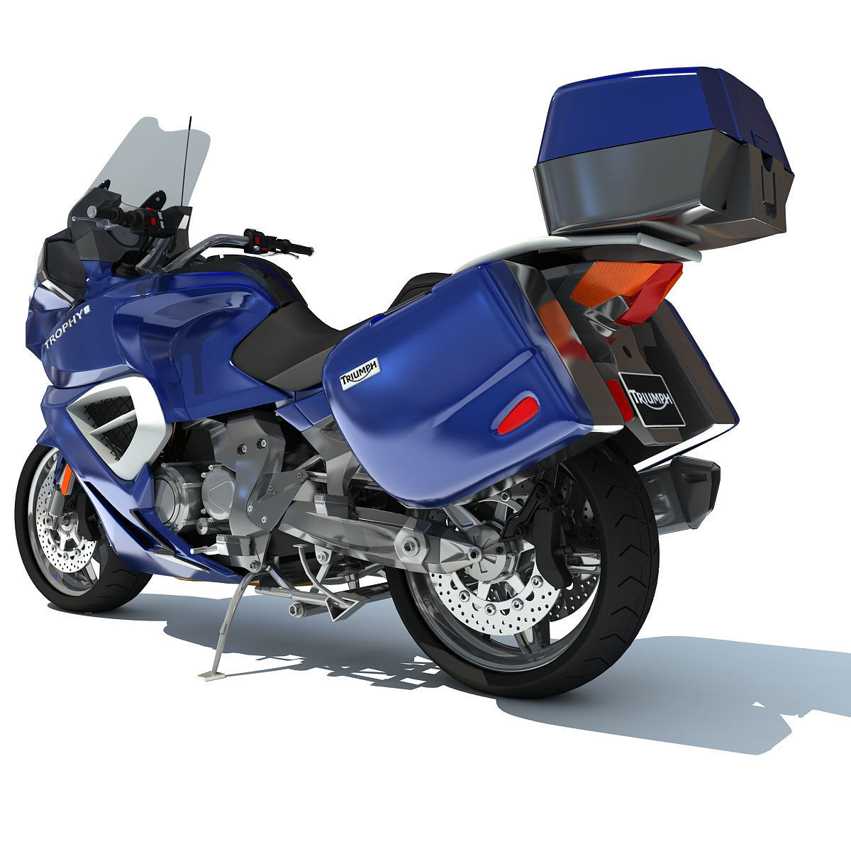 Blue Triumph Trophy 3D Motorcycle 3D model_9