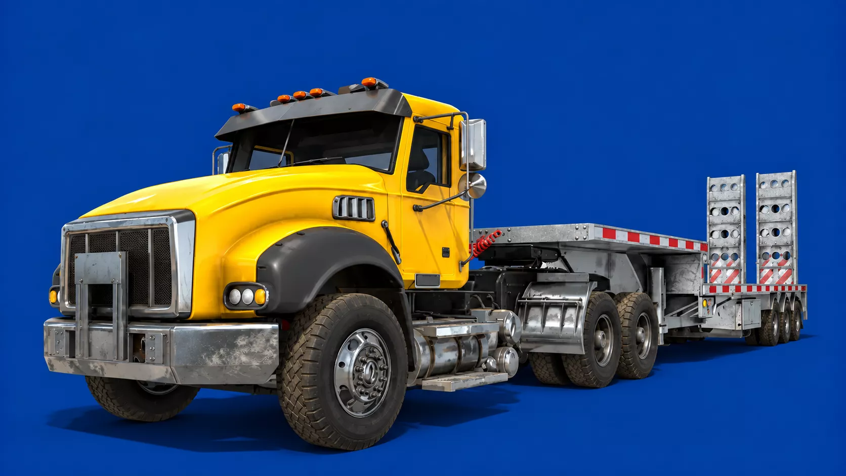Truck with trailer rigged animated Low-poly 3D model