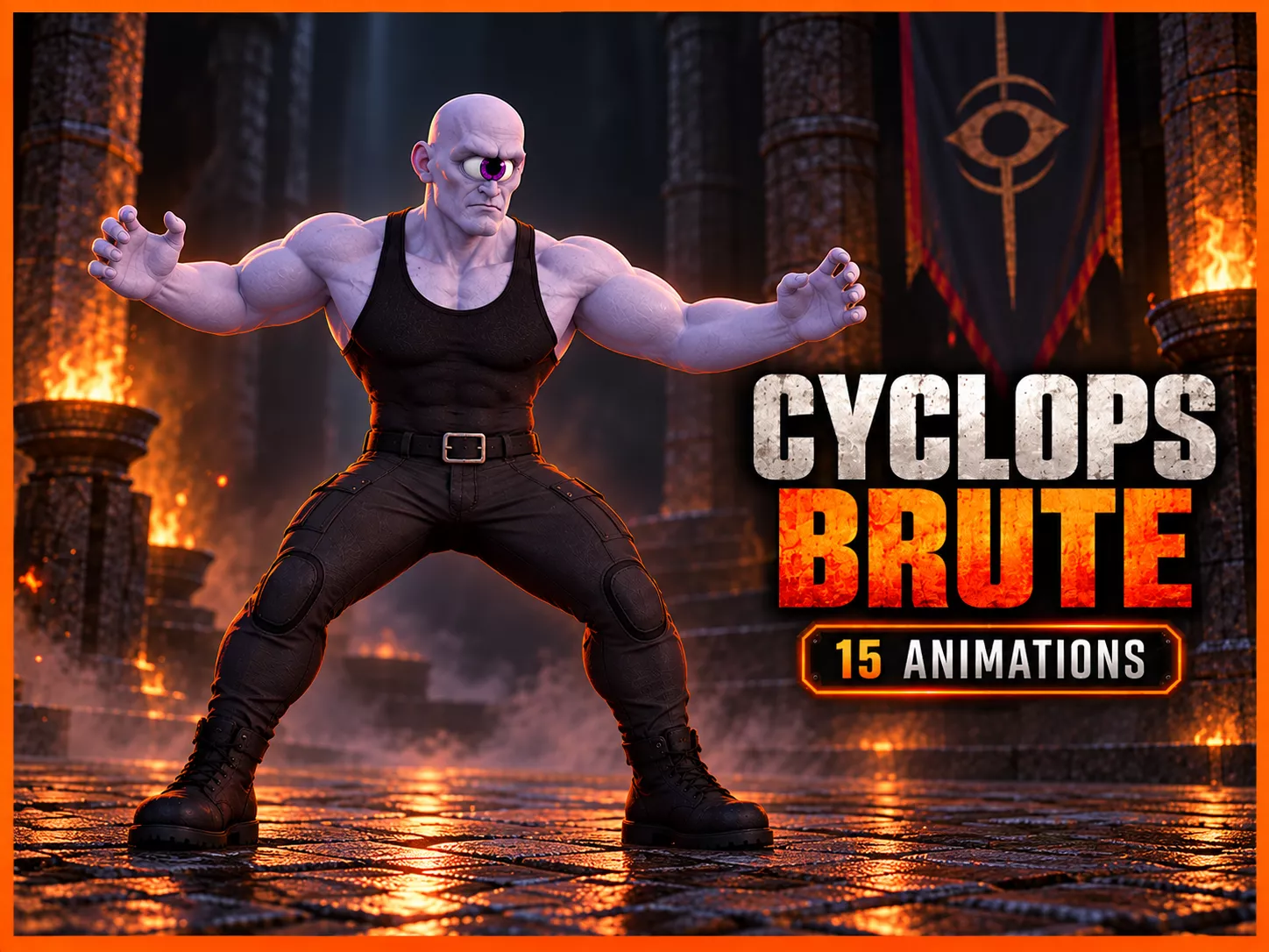 Cyclops Brute Animated Low Poly Fantasy Fighter Low-poly 3D model