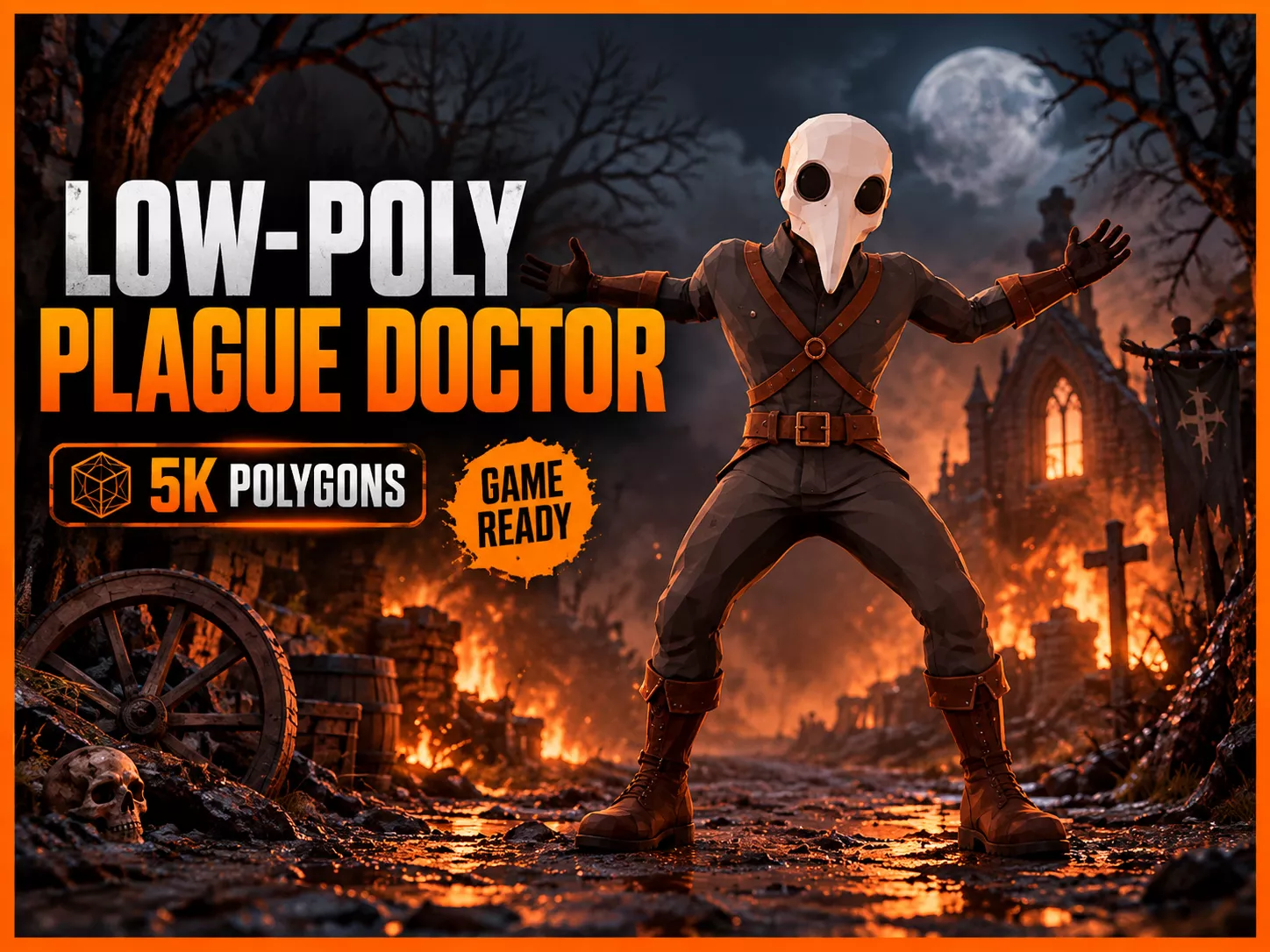 Plague Doctor Game-Ready 5K Polygons Low-poly 3D model
