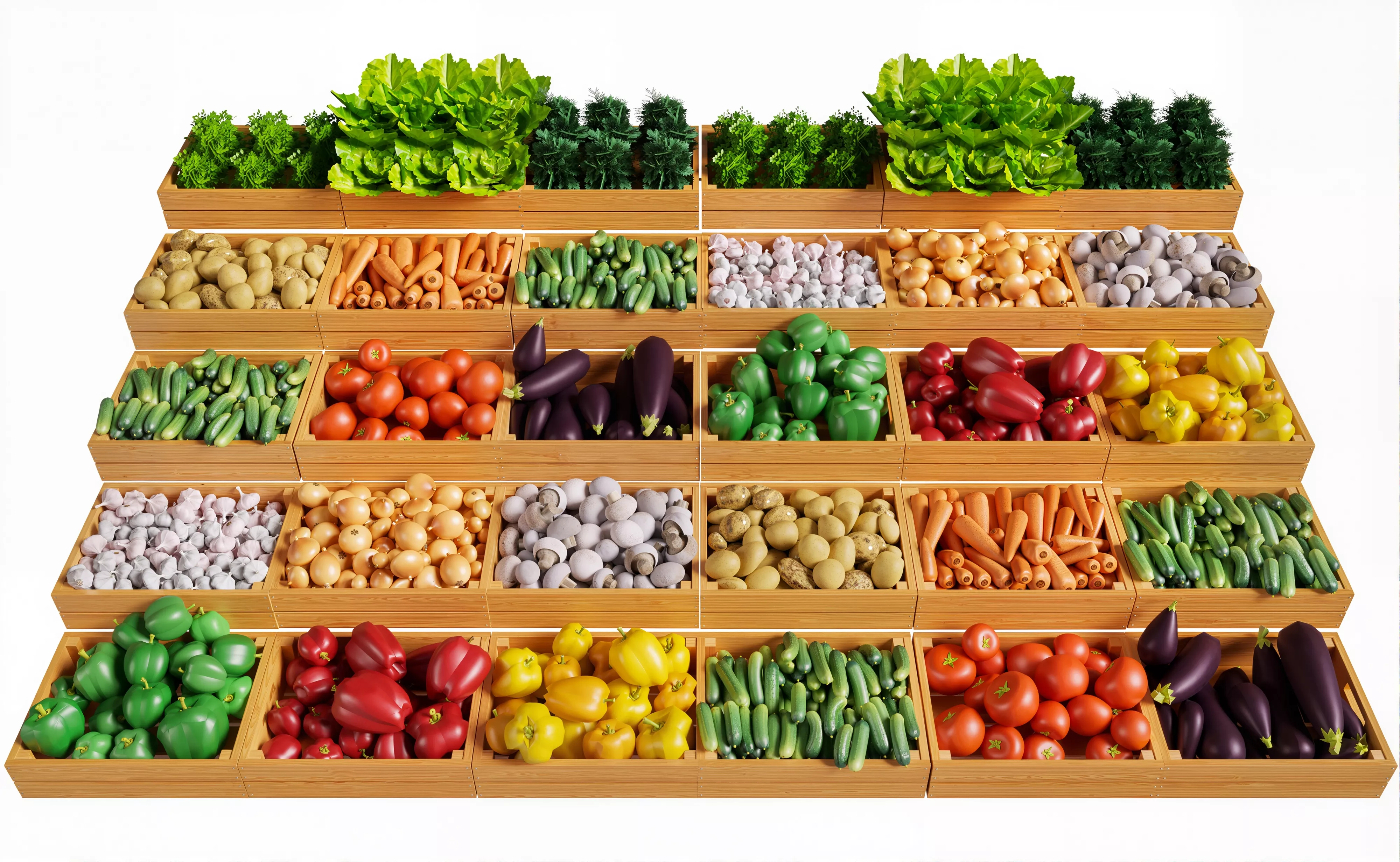 Vegetable Display Stand Tomato Pepper IP for Market 3D model