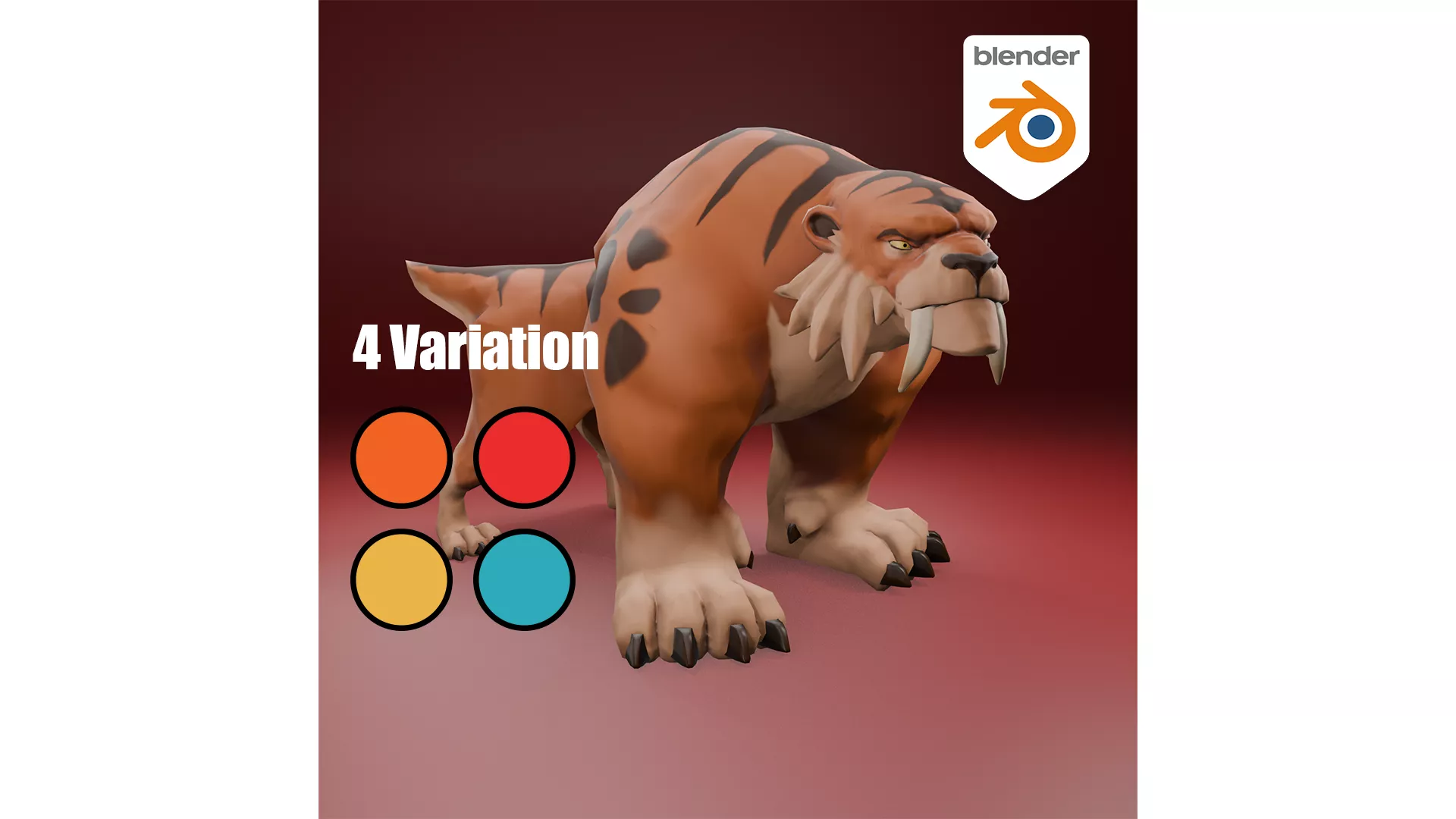 Stylized Tiger - Rigged Free low-poly 3D model