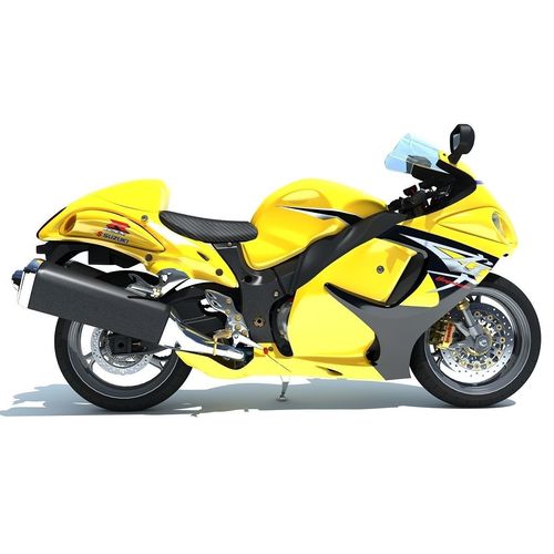 Yellow Suzuki Hayabusa Motorcycle 3D model