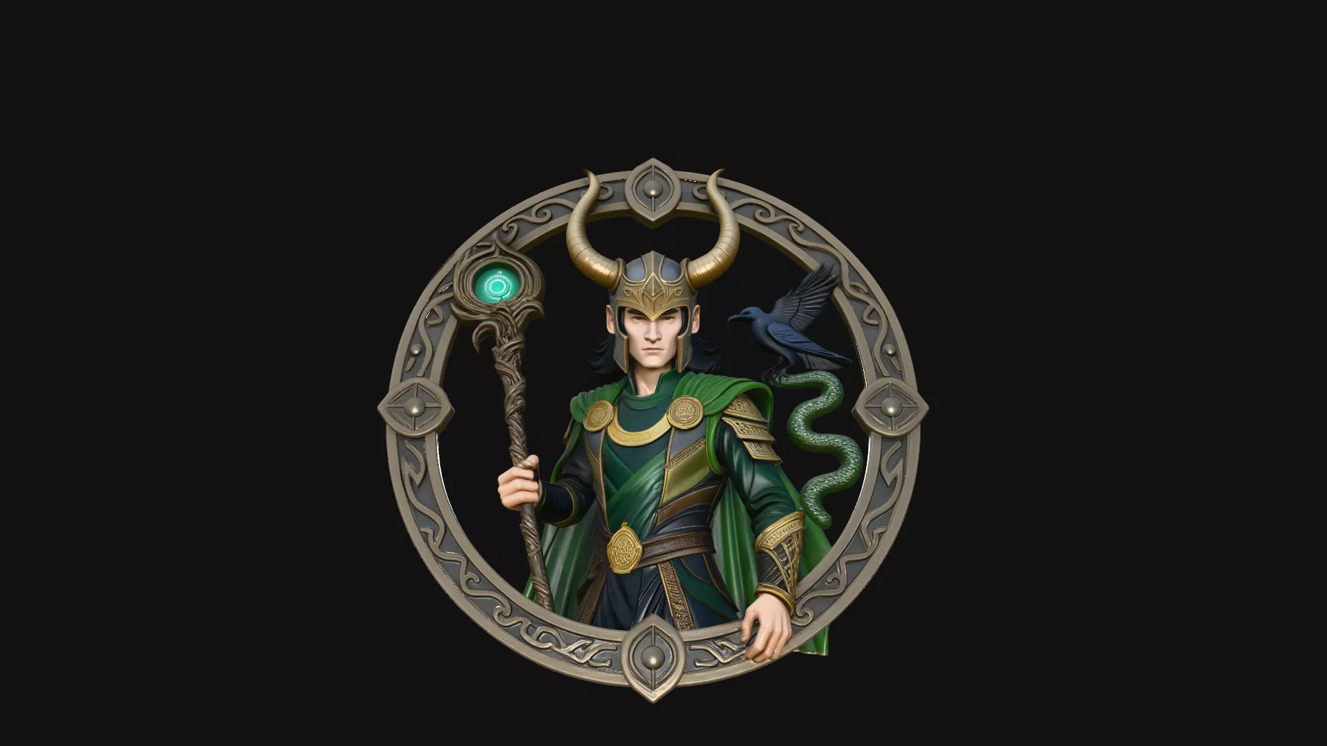 Loki Relief Medallion Pendant Design 1 - 3D Print Model 3D print model