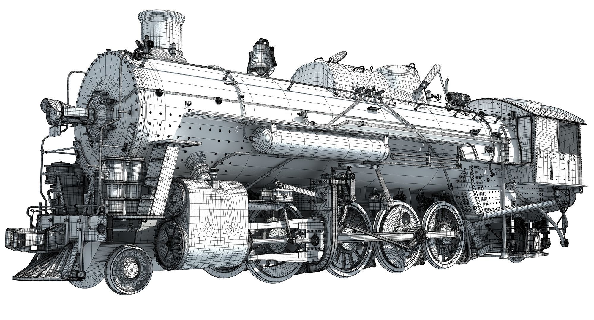 Steam Locomotive Train 3D model_15