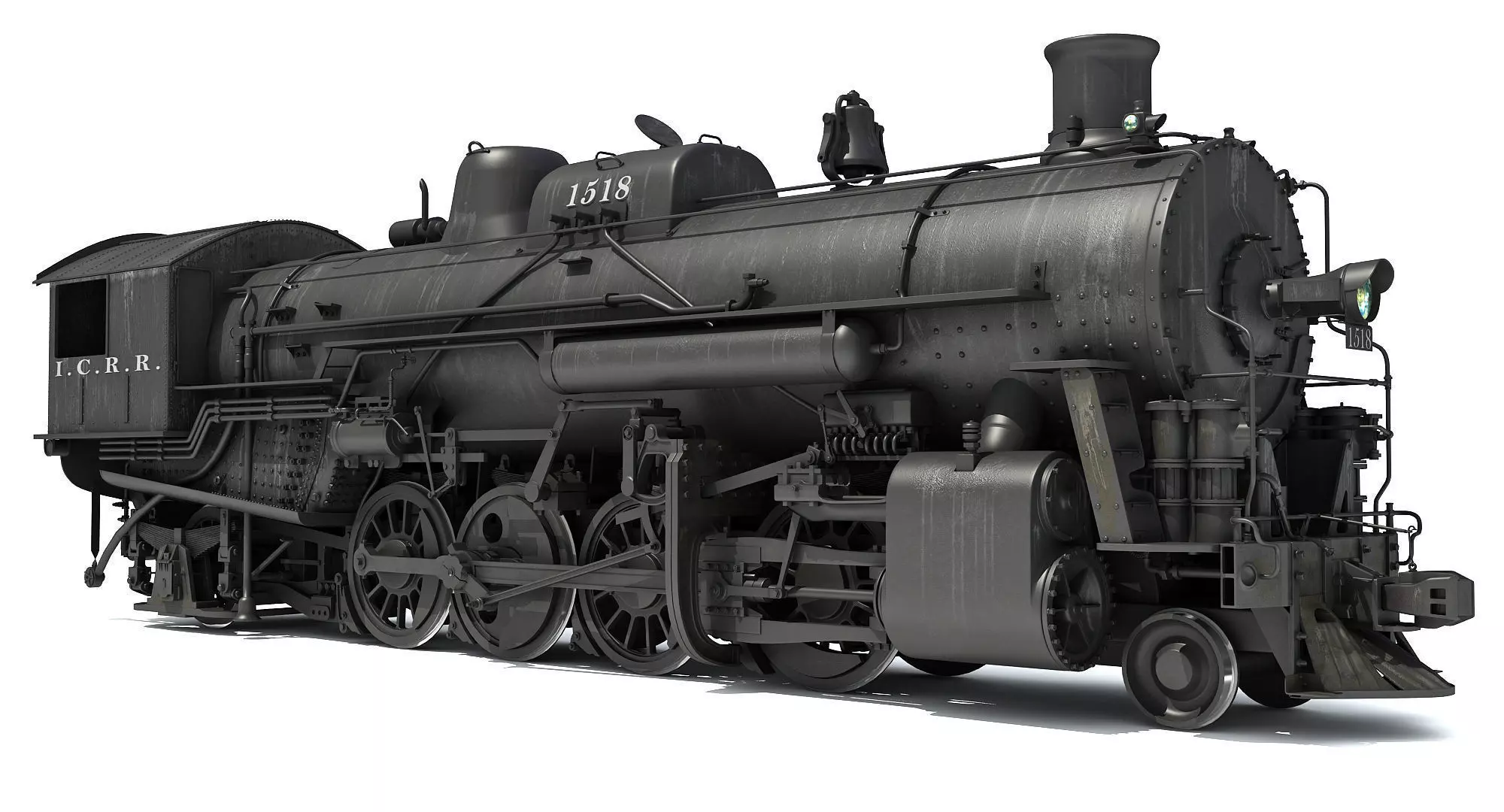 Steam Locomotive Train 3D model_0