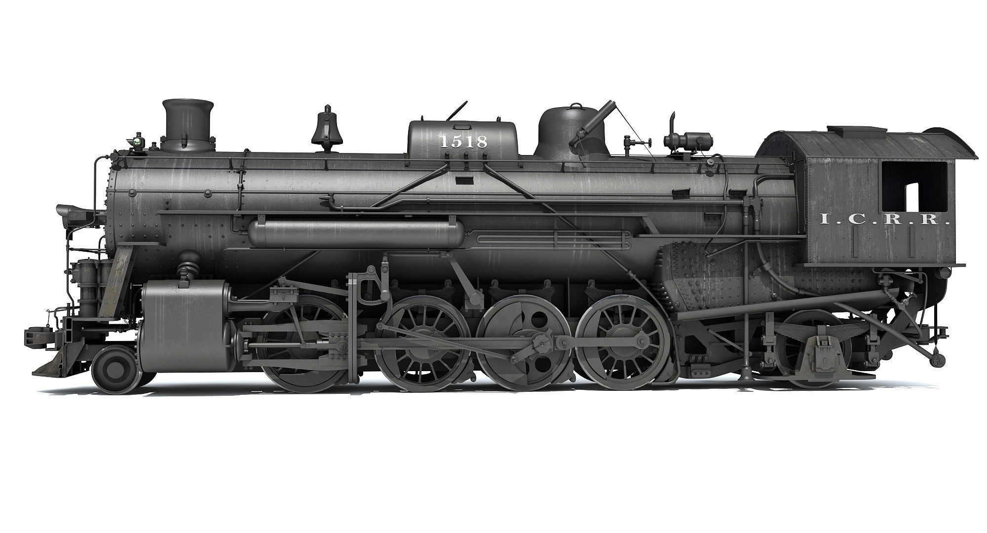 Steam Locomotive Train 3D model_2