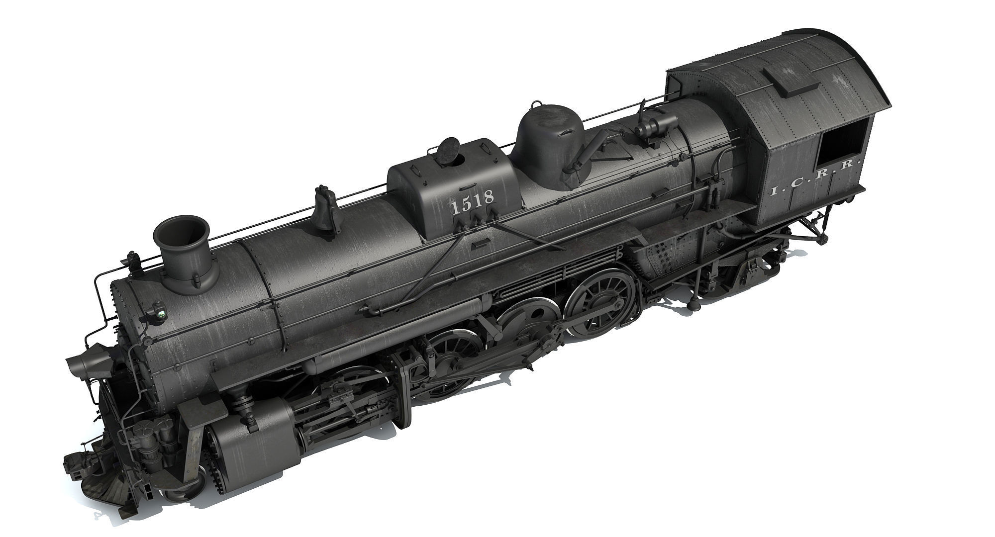 Steam Locomotive Train 3D model_3