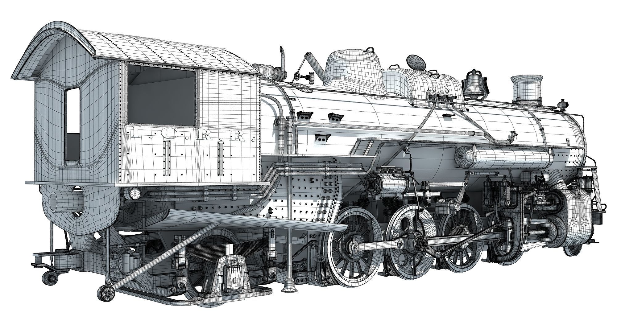 Steam Locomotive Train 3D model_18