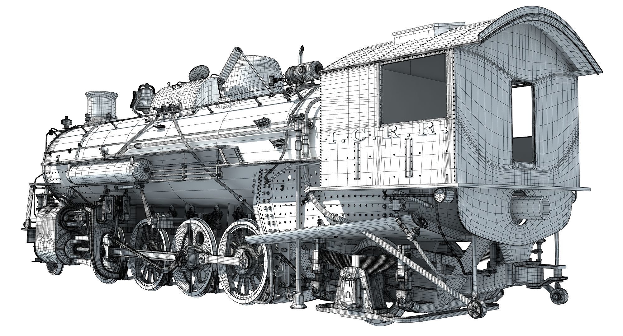 Steam Locomotive Train 3D model_16