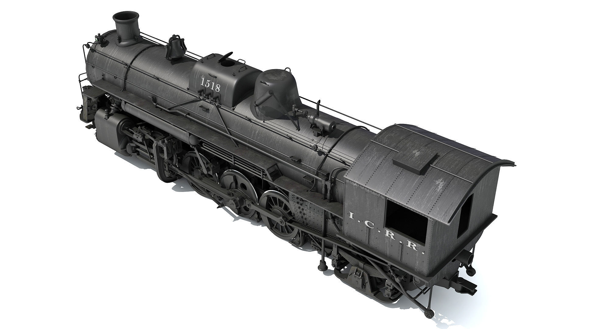 Steam Locomotive Train 3D model_4