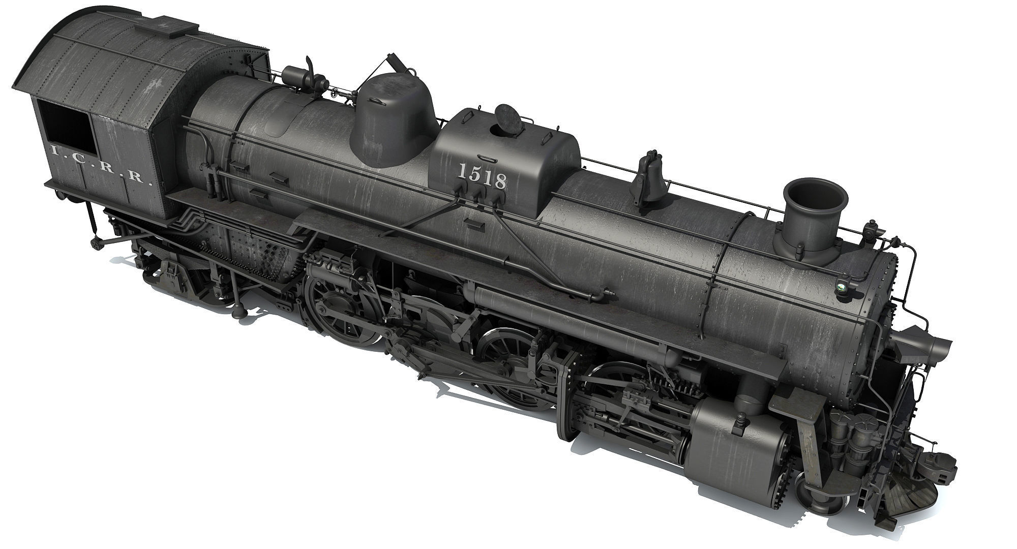 Steam Locomotive Train 3D model_5