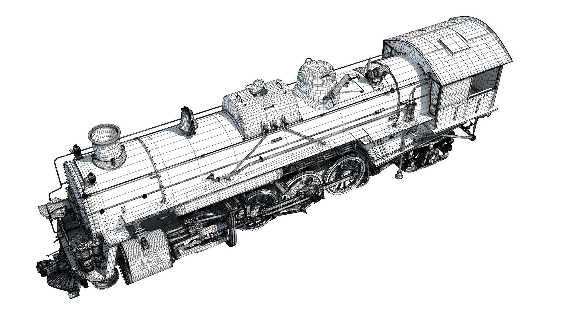 Steam Locomotive Train 3D model_17