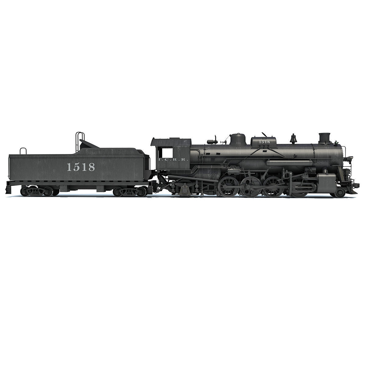 Black Steam Locomotive 3D model_4