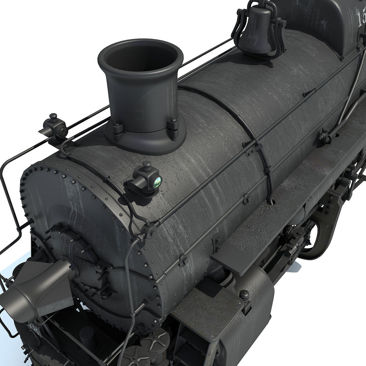 Black Steam Locomotive 3D model_14