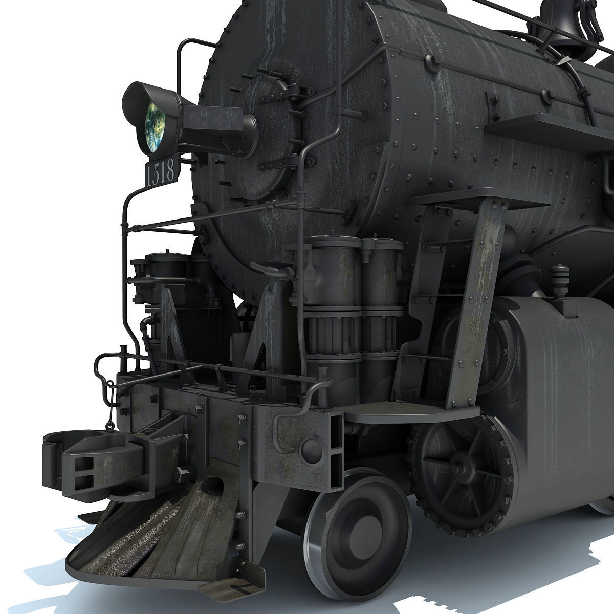 Black Steam Locomotive 3D model_13