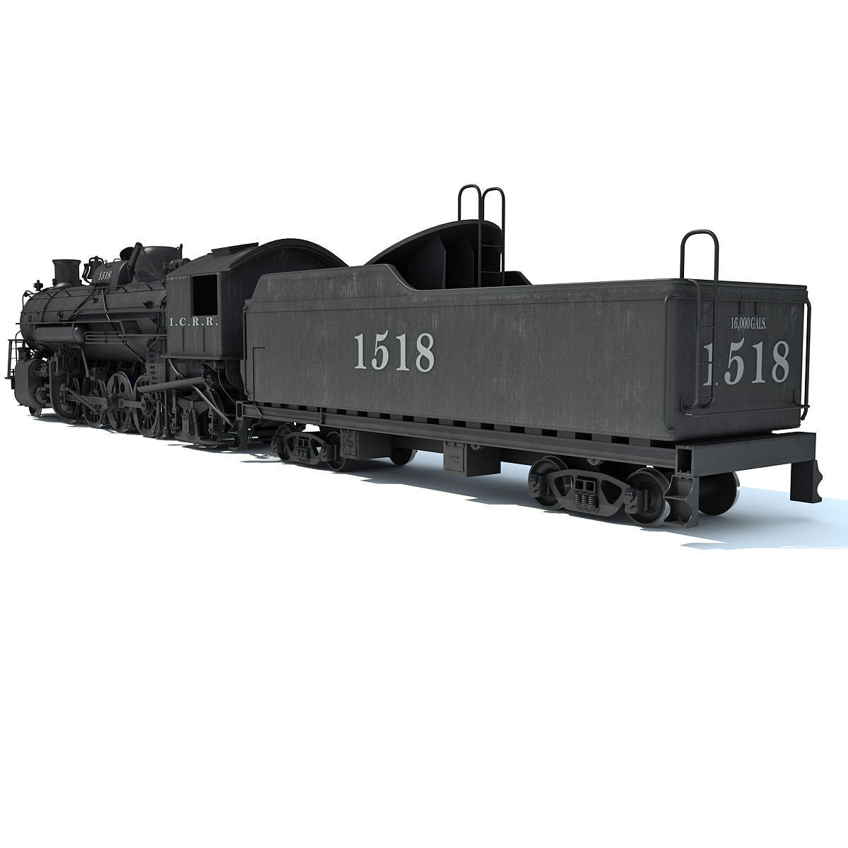 Black Steam Locomotive 3D model_5