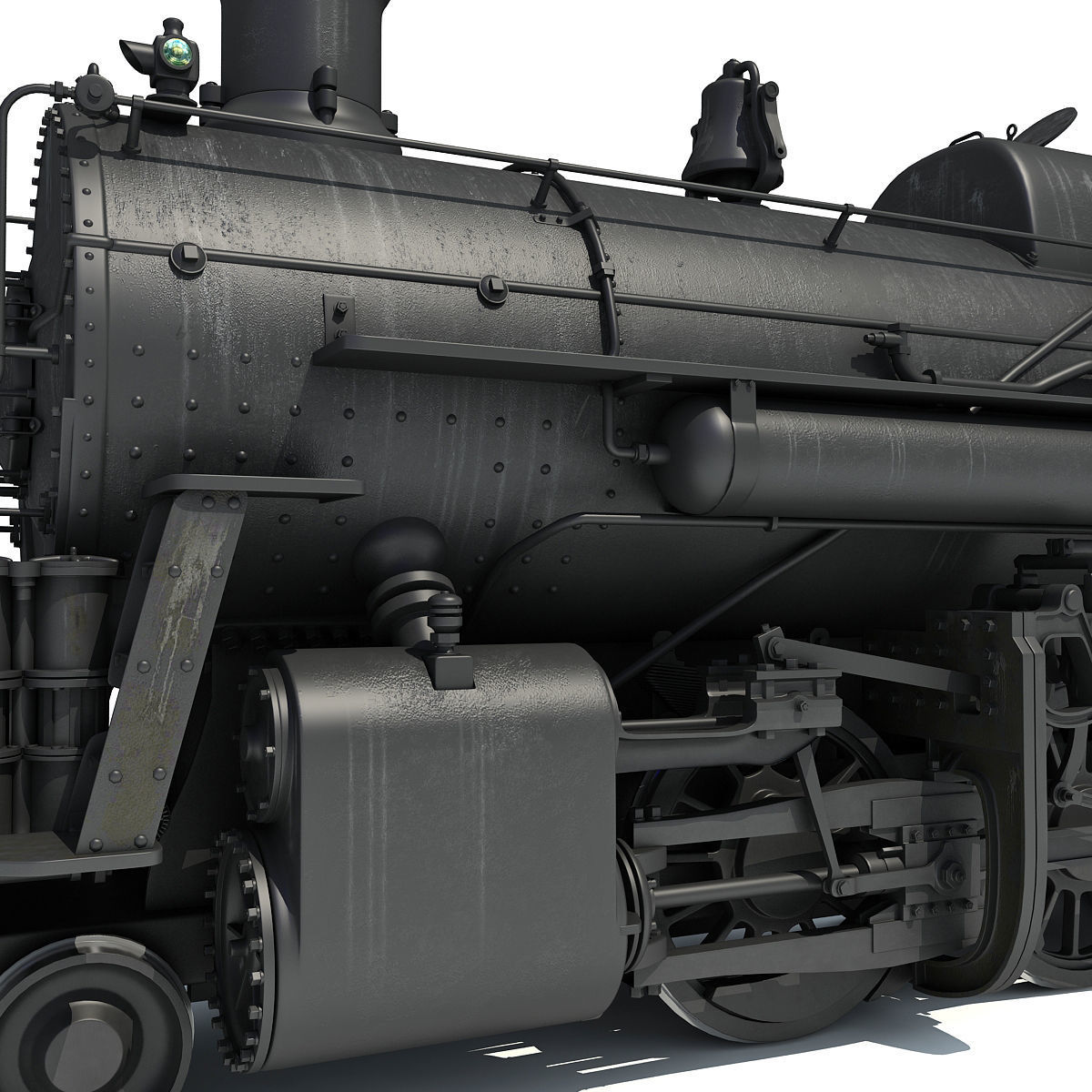 Black Steam Locomotive 3D model_24